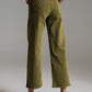 Cropped wide leg jeans in Olive green