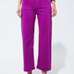 Cropped wide leg jeans in violet 3/4 length