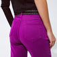 Cropped wide leg jeans in violet 3/4 length