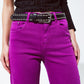 Cropped wide leg jeans in violet 3/4 length