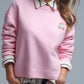 Cute Pink Cropped Bear Patch Sweater