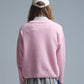 Cute Pink Cropped Bear Patch Sweater
