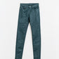 Dark Green Faux Leather Super Skinny Pants