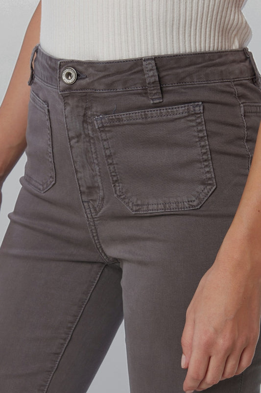 Dark grey Skinny Flared Jeans With Front Pocket Detail