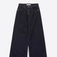Dark Wash Wide Leg Jeans With Contrasting Stitching