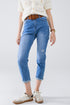 Q2 Denim Cropped Straight Legged Jeans