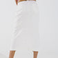 Denim  Maxi Skirt With Split in The Front In White