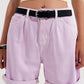 Denim mom shorts in lilac