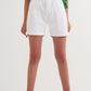 Q2 Denim mom shorts in white