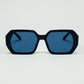 Q2 Diamond-Shaped Sunglasses In Black with Deep Blue Lenses