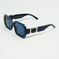 Diamond-Shaped Sunglasses In Black with Deep Blue Lenses