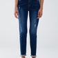 Q2 Distressed Dark Wash super Skinny Jeans In Stretch Denim