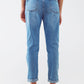 Distressed Regular Jeans in Light Blue Wash