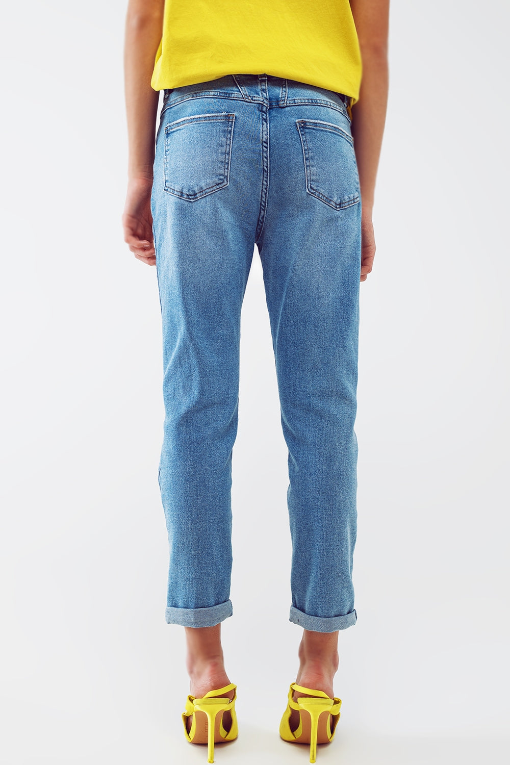 Distressed Regular Jeans in Light Blue Wash