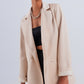 Double breasted satin blazer in beige