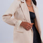 Double breasted satin blazer in beige