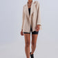 Double breasted satin blazer in beige