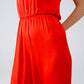 Drapped One Shoulder Jumpsuit With Cinched Waist In Red