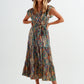 Q2 Dressed ruffle hem midaxi dress in paisley print in green