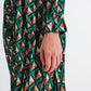 Dressed wrap tie midi dress in green geo tile print