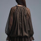 Dropped Waist Romantic Chiffon Brown Dress