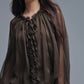 Dropped Waist Romantic Chiffon Brown Dress