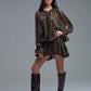 Dropped Waist Romantic Chiffon Brown Dress