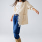 Ecru Boho Distressed Cardigan With Front Pockets