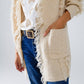 Ecru Boho Distressed Cardigan With Front Pockets