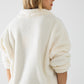 ecru fluffy v-neck sweater