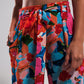 Elastic back pants in bright floral