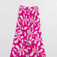 Elasticated Waist Straight Leg Pants In Fuchsia Floral Print