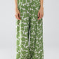 Elasticated Waist WIde Leg Pants With Green Floral Print