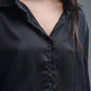 Elegant Black Striped Satin Shirt