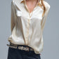 Elegant Light Beige Shirt in Satin Silk