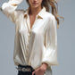 Elegant Light Beige Shirt in Satin Silk