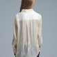 Elegant Light Beige Shirt in Satin Silk