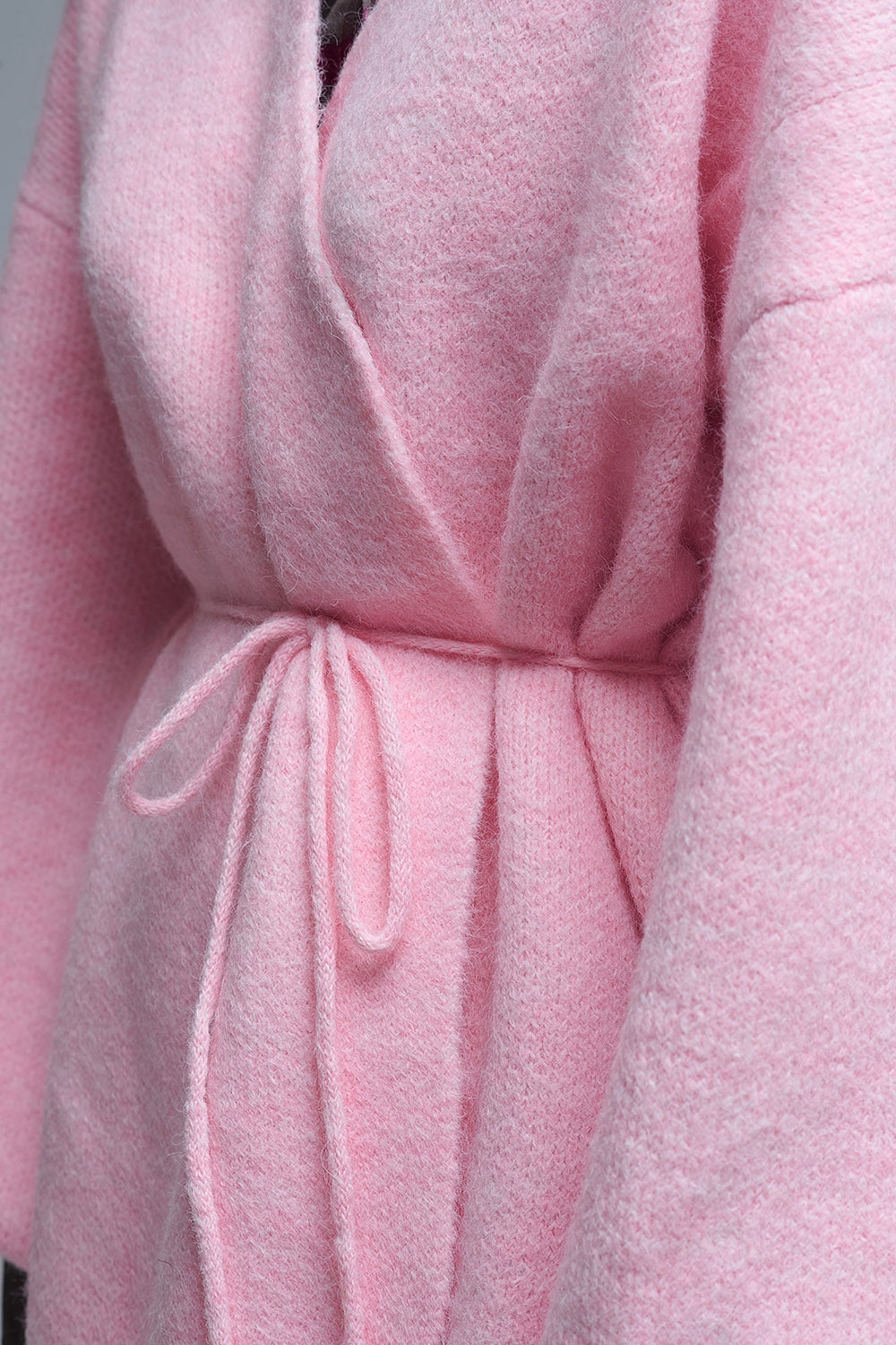 Elegant Pink Wrap Knitted Cardigan