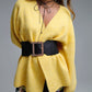 Elegant Yellow Wrap Knitted Cardigan