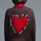 Embroidered Heart knitted Sweatshirt With Text in Brown