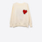 Embroidered Heart knitted Sweatshirt With Text in Cream