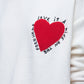 Embroidered Heart knitted Sweatshirt With Text in Cream