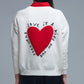 Embroidered Heart knitted Sweatshirt With Text in Cream