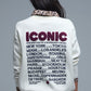 Embroidered ICONIC Sweater with Global Tour Back Print in Cream