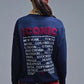 Embroidered ICONIC Sweater with Global Tour Back Print in Navy