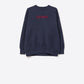 Embroidered ICONIC Sweater with Global Tour Back Print in Navy