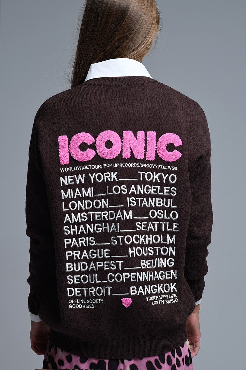 Embroidered ICONIC Sweater with Global Tour Back Print