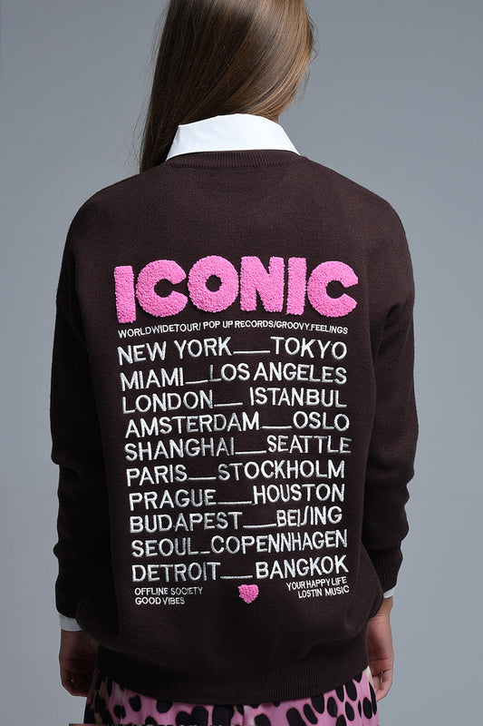 Embroidered ICONIC Sweater with Global Tour Back Print