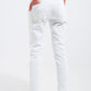 Exposed buttons skinny jeans in white