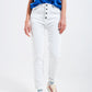 Exposed buttons skinny jeans in white